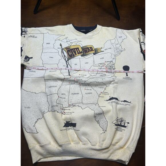 VTG 90s American Civil War History Crewneck Pullover Sweatshirt Size 2XL USA Map - Picture 6 of 14